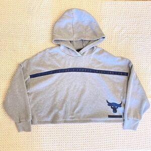 Under Armour Project Rock‎ Womens Hoodie Gray Cropped Pullover Size S